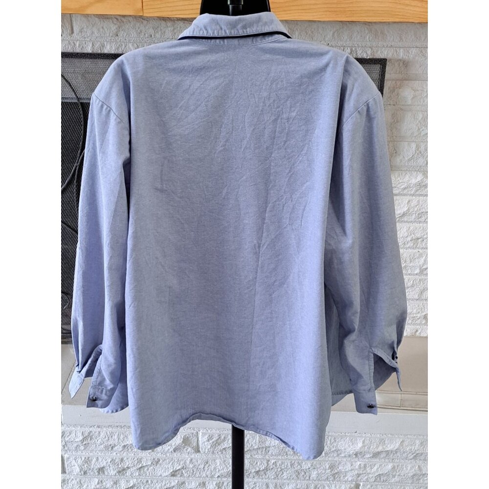VTG Fall Cornstalk Fall Harvest 3D Blue Chambray Long Sleeve Shirt Women's 16 - Picture 8 of 12